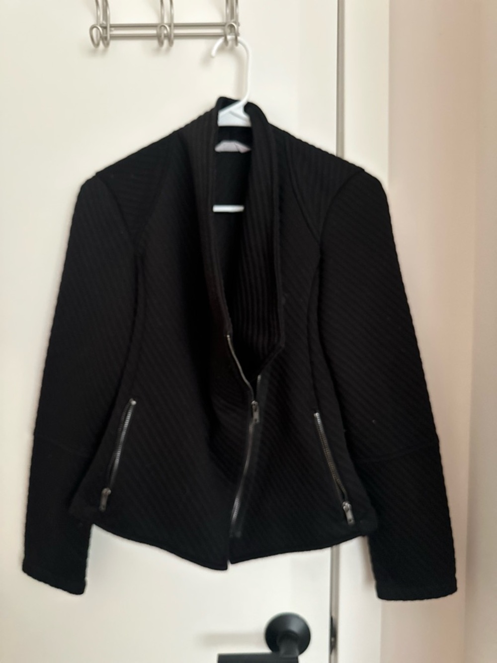 BB Dakota Black Quilted Asymmetrical Zip Bomber Jacket